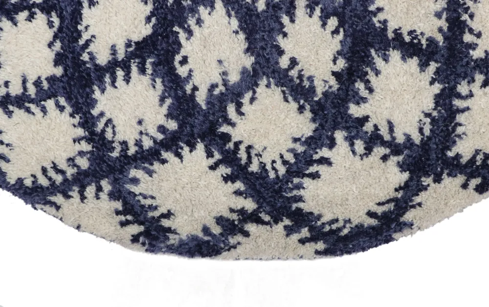 Spiral Blue & White Hand Tufted Round Woolen Carpet