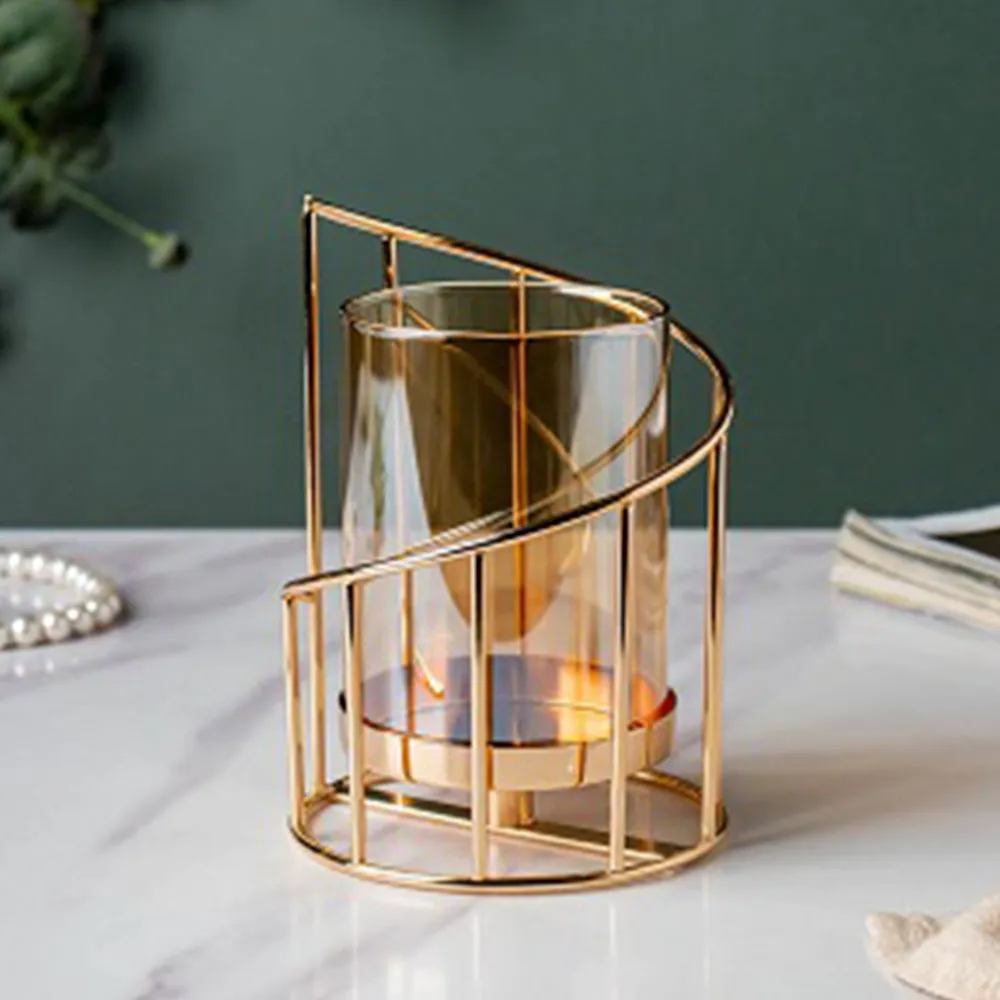 Spiral Golden Tea Light Candle Holder Single Piece