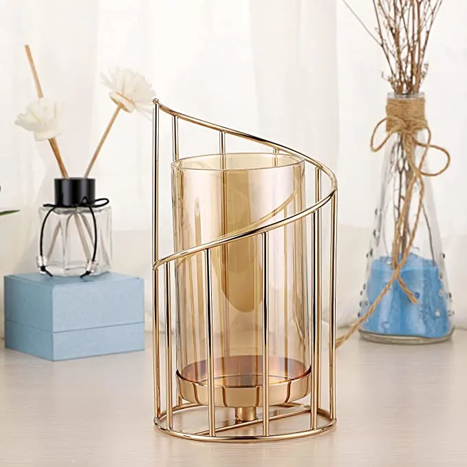 Spiral Golden Tea Light Candle Holder Single Piece