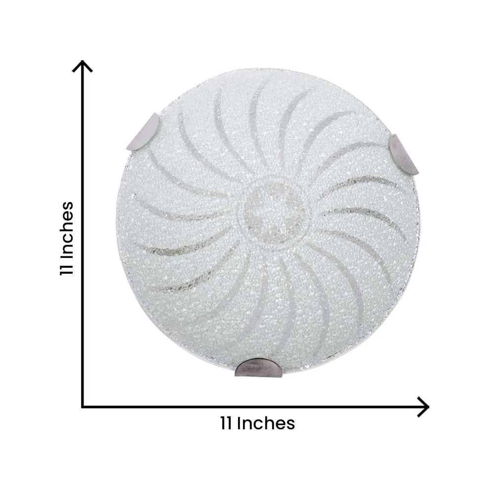 Spiral Textured Big White Flush Mount Light