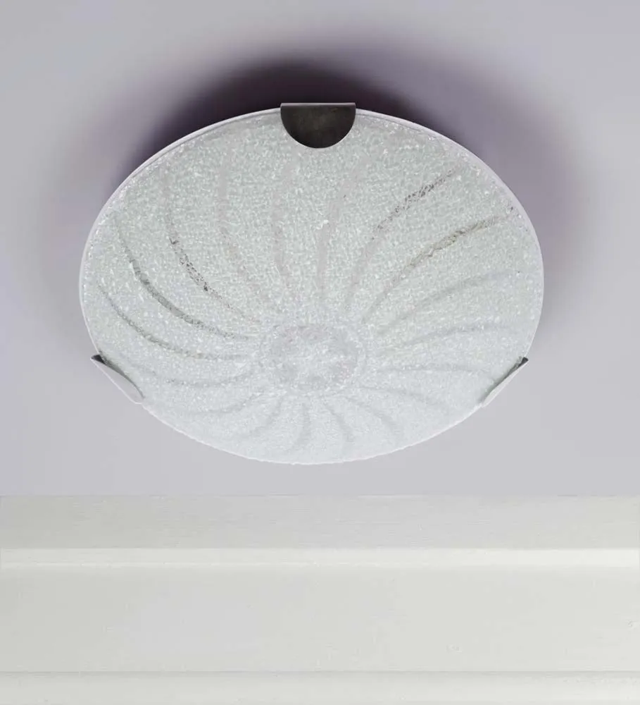 Spiral Textured Big White Flush Mount Light