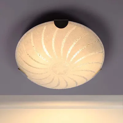 Spiral Textured Big White Flush Mount Light