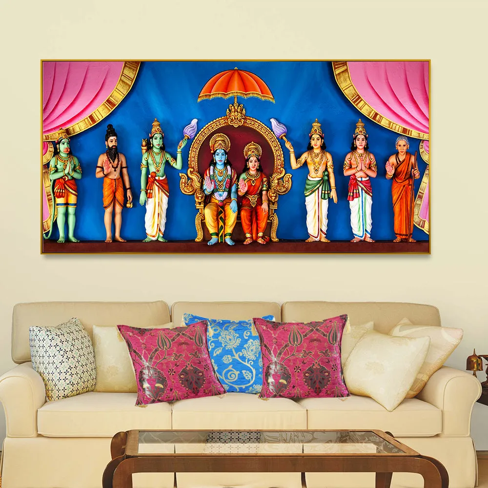 Spiritual Lord Ram Darbar Canvas Wall Painting for Home With Frame
