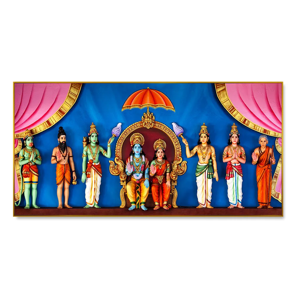 Spiritual Lord Ram Darbar Canvas Wall Painting for Home With Frame