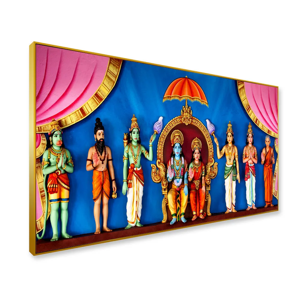 Spiritual Lord Ram Darbar Canvas Wall Painting for Home With Frame