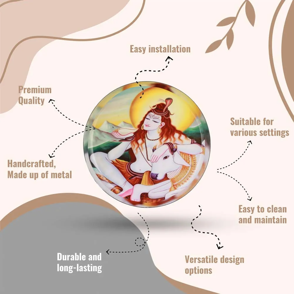 Spiritual Lord Shiva Decorative Metal Wall Plate Set of 2