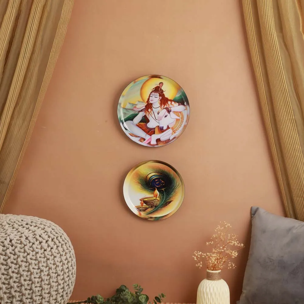 Spiritual Lord Shiva Decorative Metal Wall Plate Set of 2