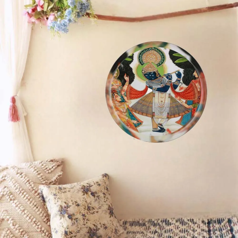 Spiritual Lord Shreenathji Premium Metallic Wall Plate for Living Room(12inches)