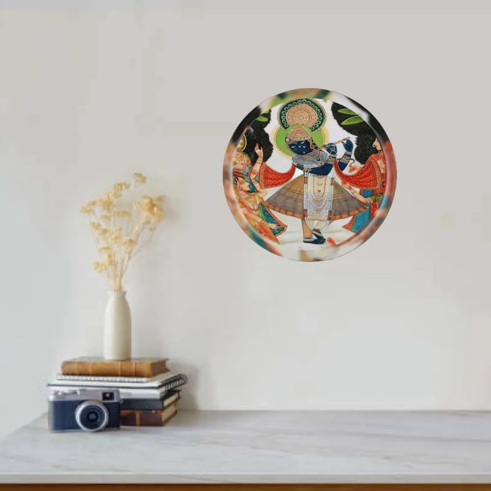 Spiritual Lord Shreenathji Premium Metallic Wall Plate for Living Room(12inches)