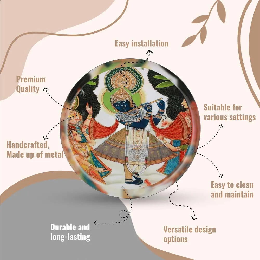 Spiritual Lord Shreenathji Premium Metallic Wall Plate for Living Room(12inches)