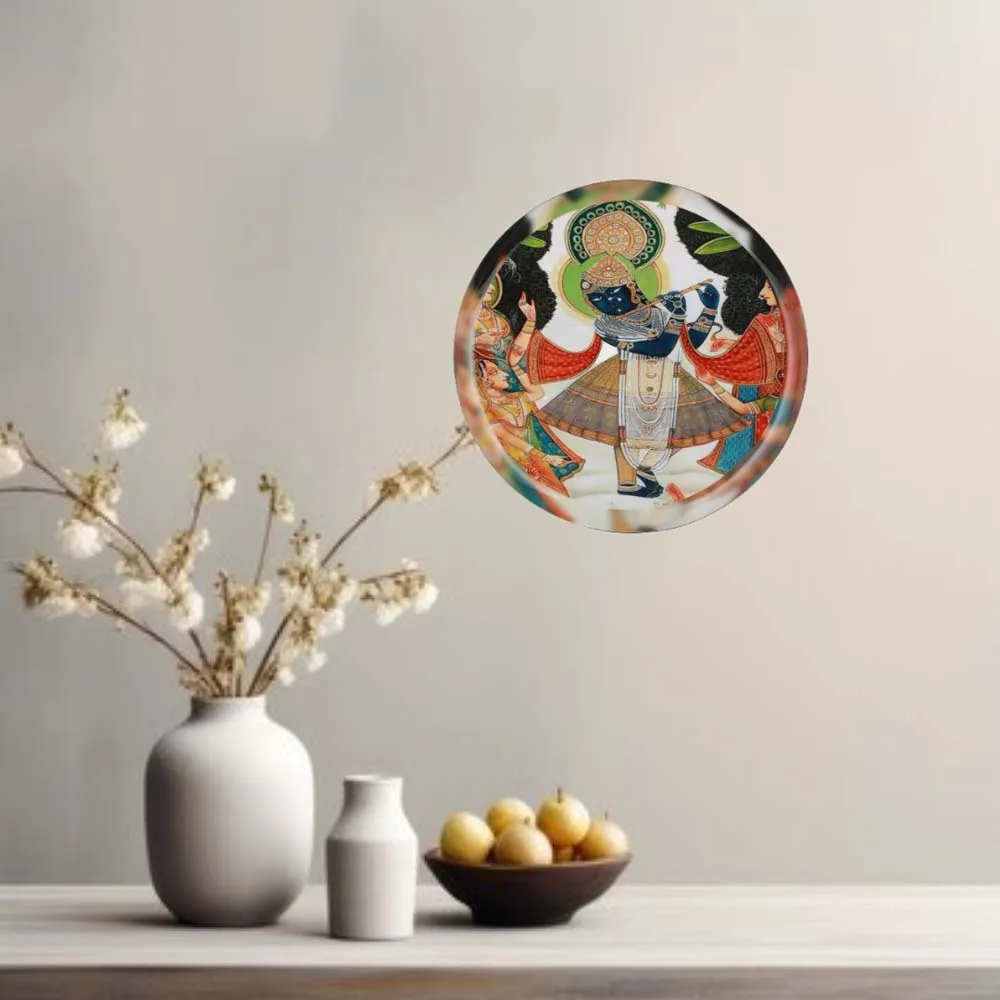 Spiritual Lord Shreenathji Premium Metallic Wall Plate for Living Room(12inches)