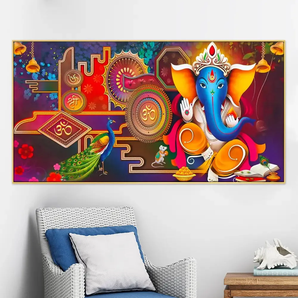 Spiritual Series Lord Ganesha Calm and Relaxing Canvas  Wall Painting With Frame