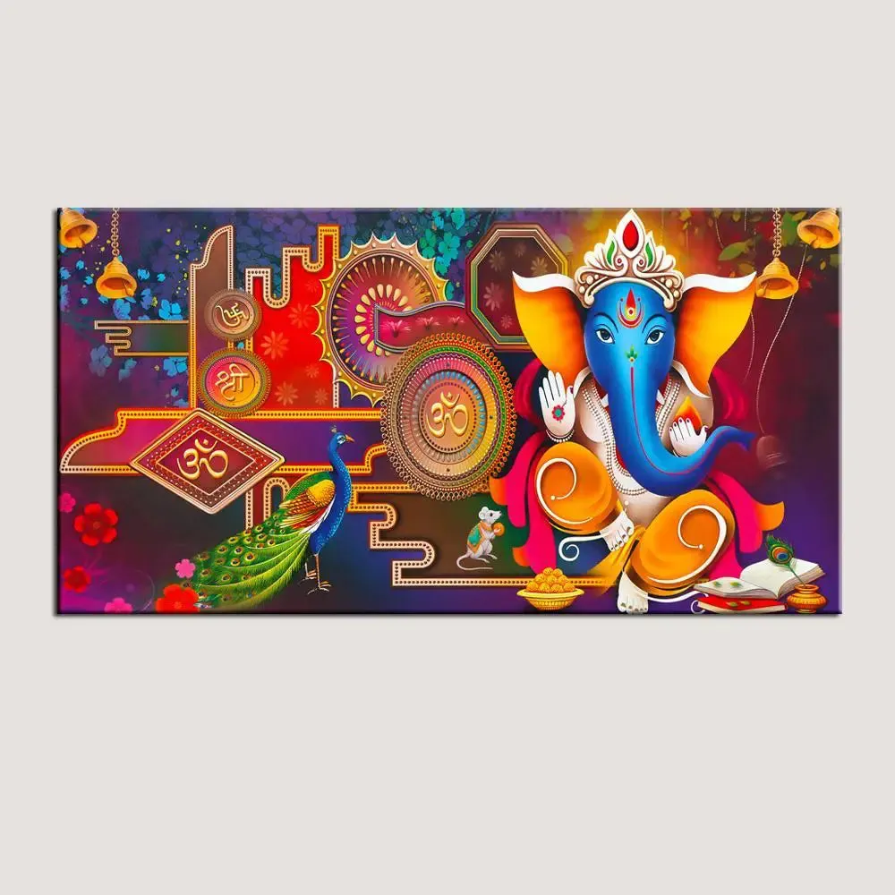 Spiritual Series Lord Ganesha Calm and Relaxing Canvas  Wall Painting With Frame