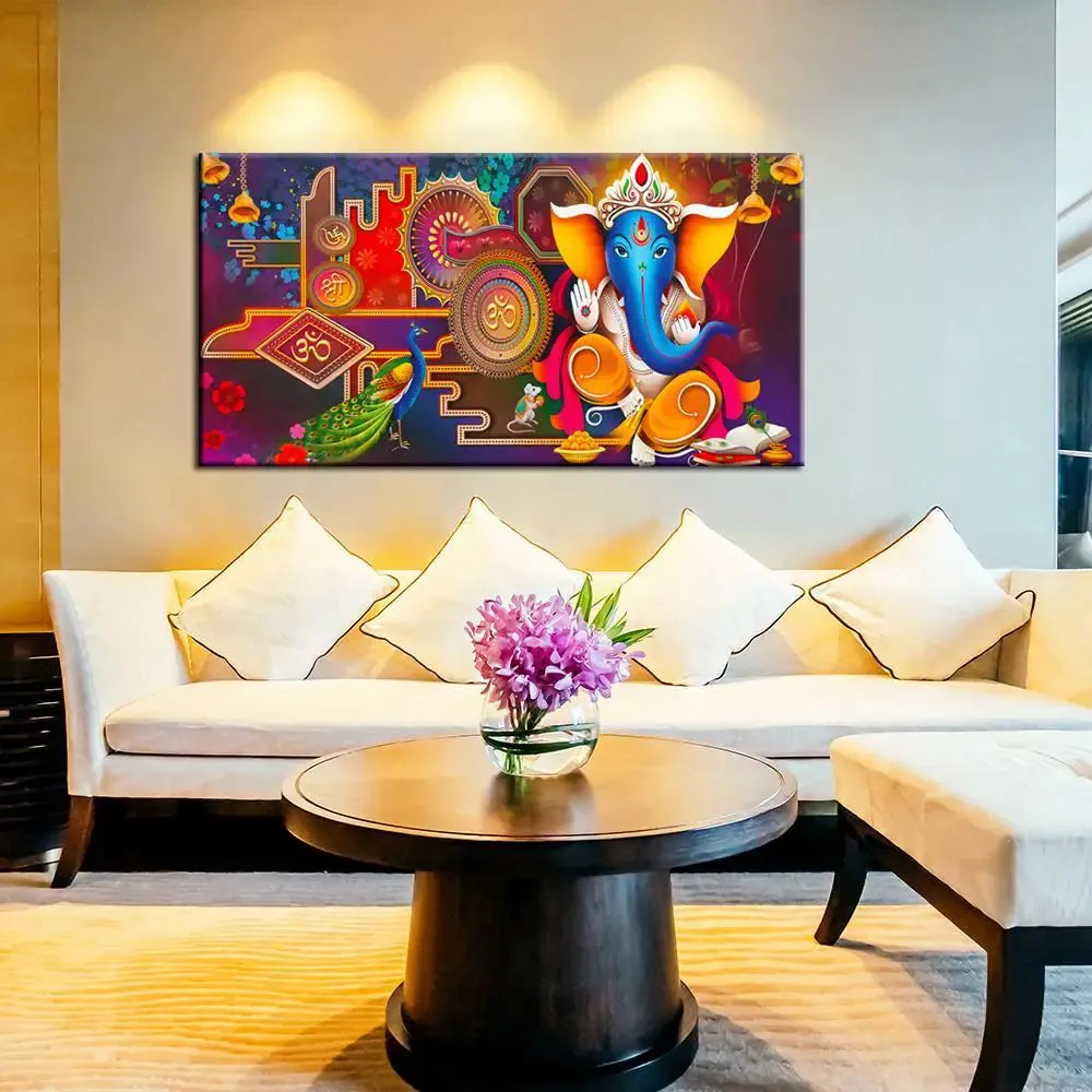 Spiritual Series Lord Ganesha Calm and Relaxing Canvas  Wall Painting With Frame