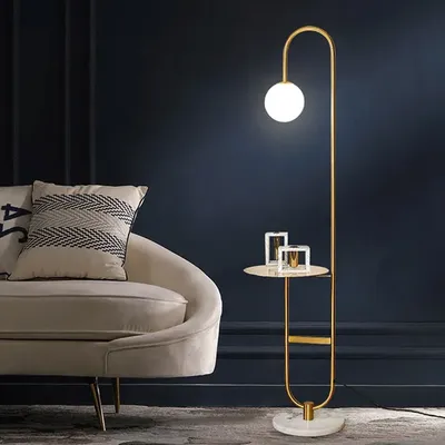 Spotlight Motif Matte Gold Stand Floor Lamp