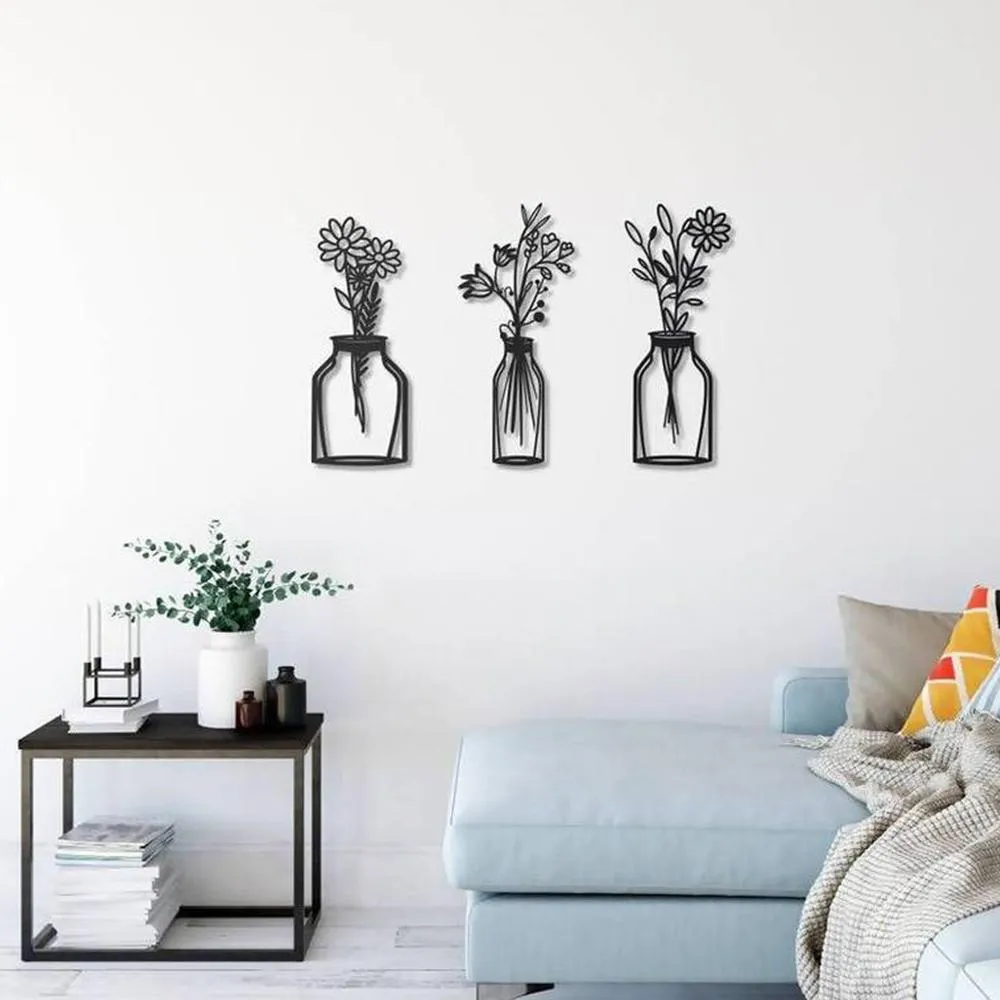 Spring Flowers Sign Metal Art Set of 3