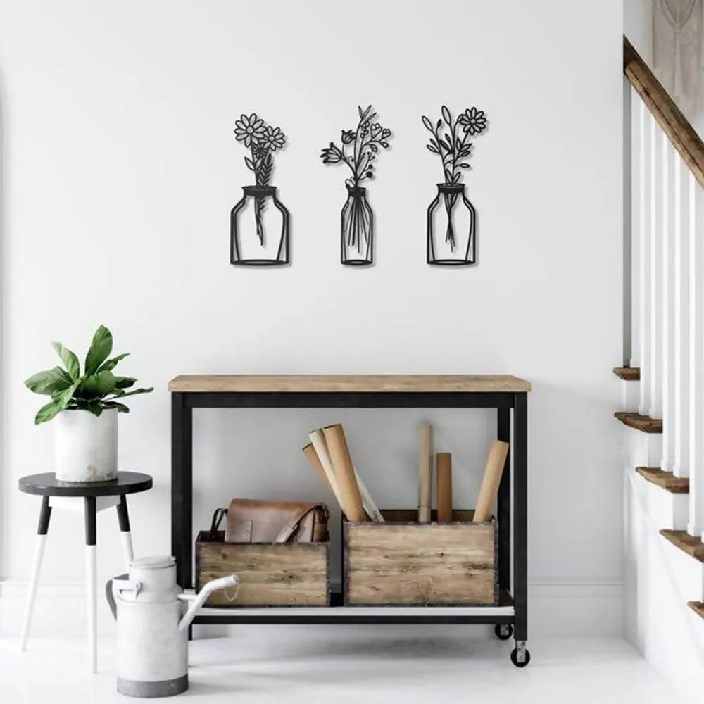 Spring Flowers Sign Metal Art Set of 3
