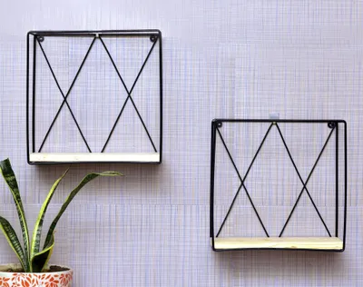 Sqaure Designer Wall Shelf (Set of 2)