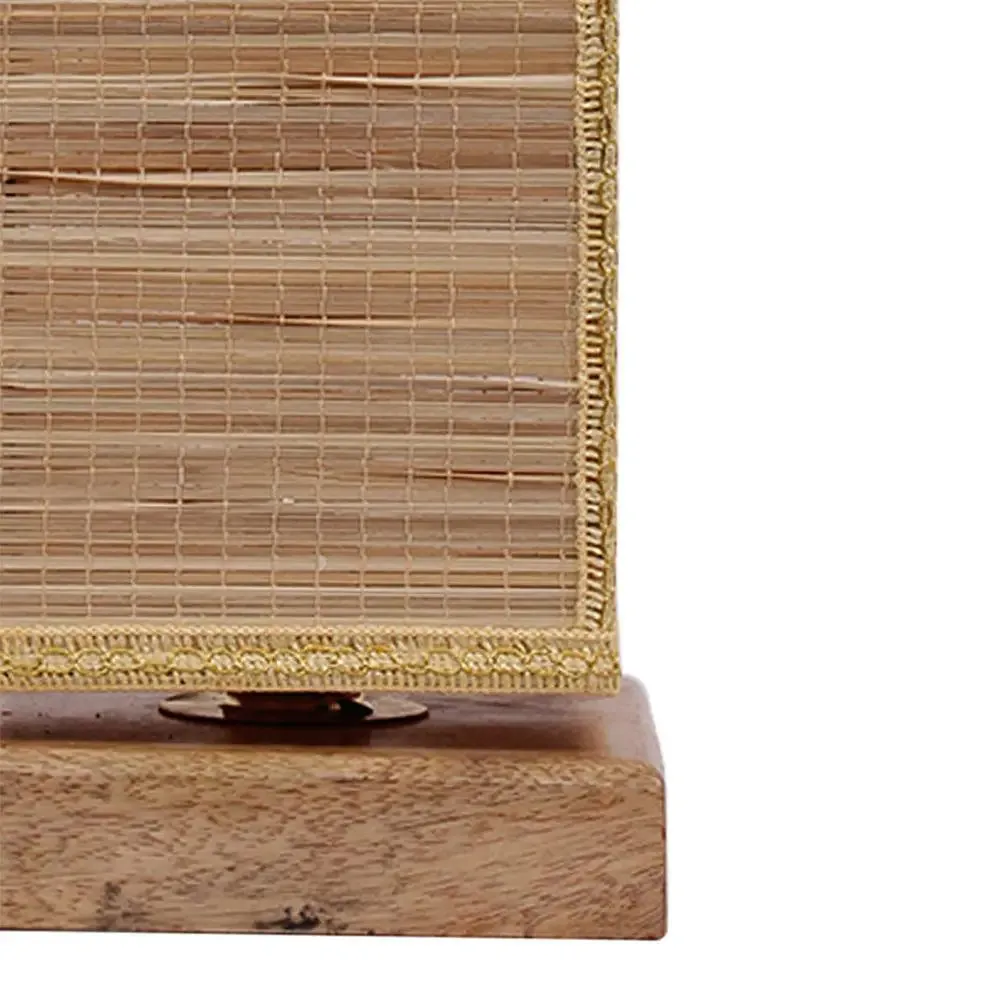 Square Bamboo Shade with Square Wood Base Table Lamp