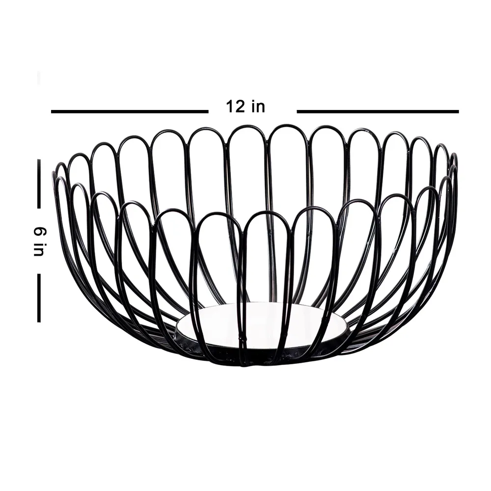Square Black Wired Metal Vegetable/Fruit Basket