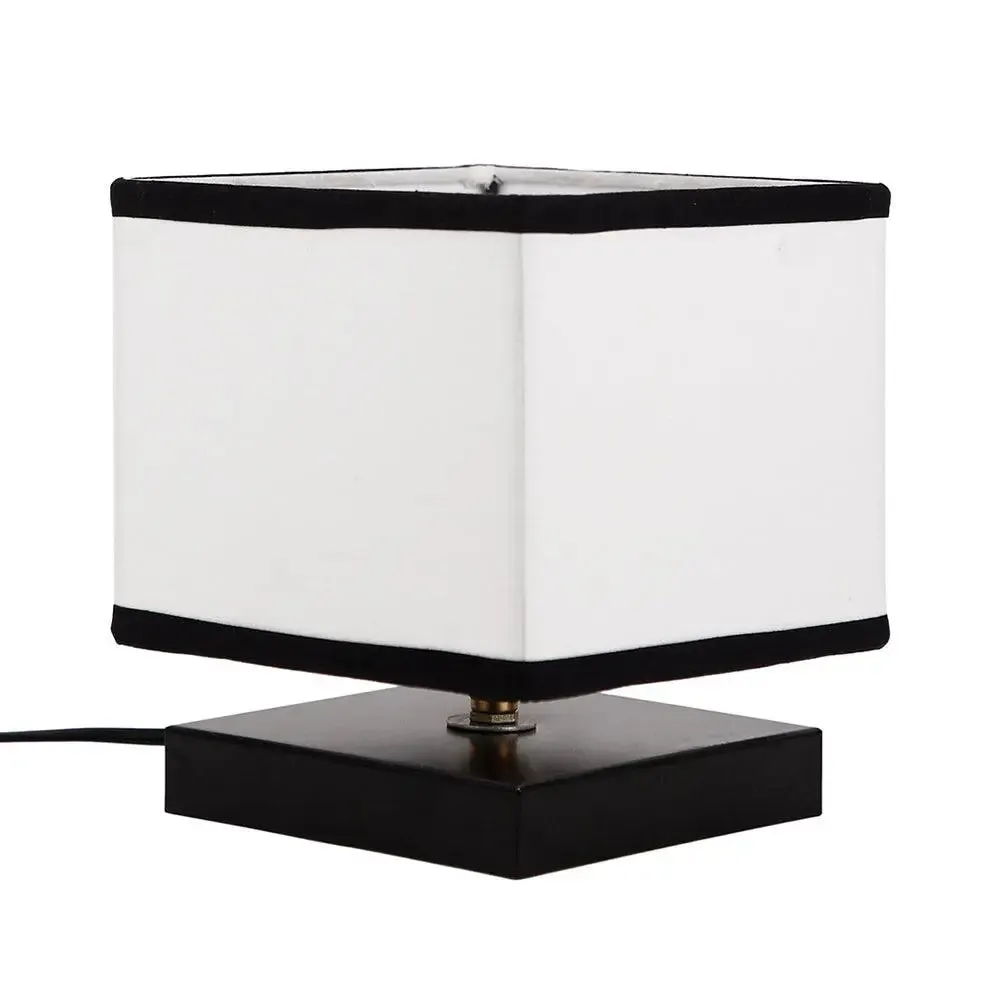 Square Dual-toned Cotton Shade Table Lamp with Iron Base Single Piece