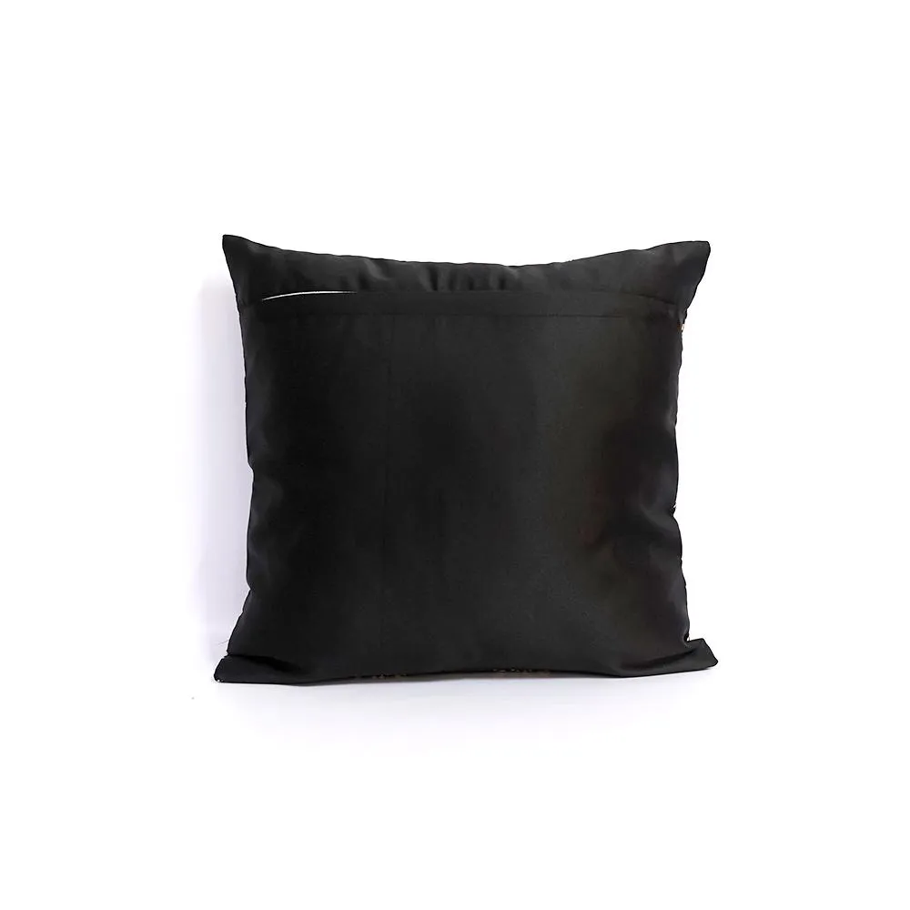 Square Motif Black Satin Cushion Cover Set of 5