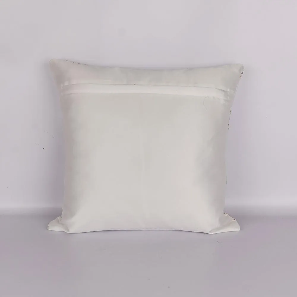 Square Motif White Satin Cushion Cover Set of 5