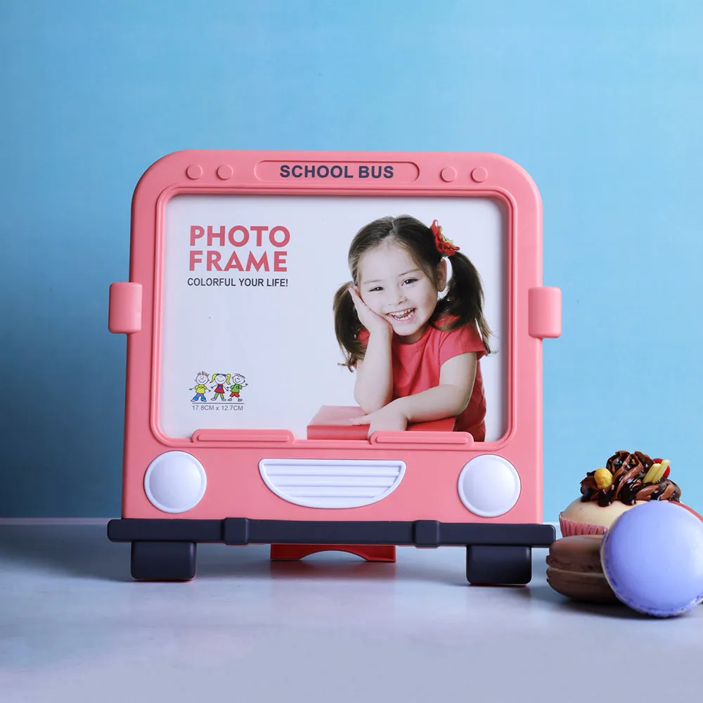 Square School Bus Pink Photo Frame
