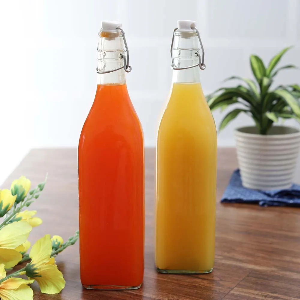 Square Shaped Plain Water Bottle With Inox Cap Set Of 2