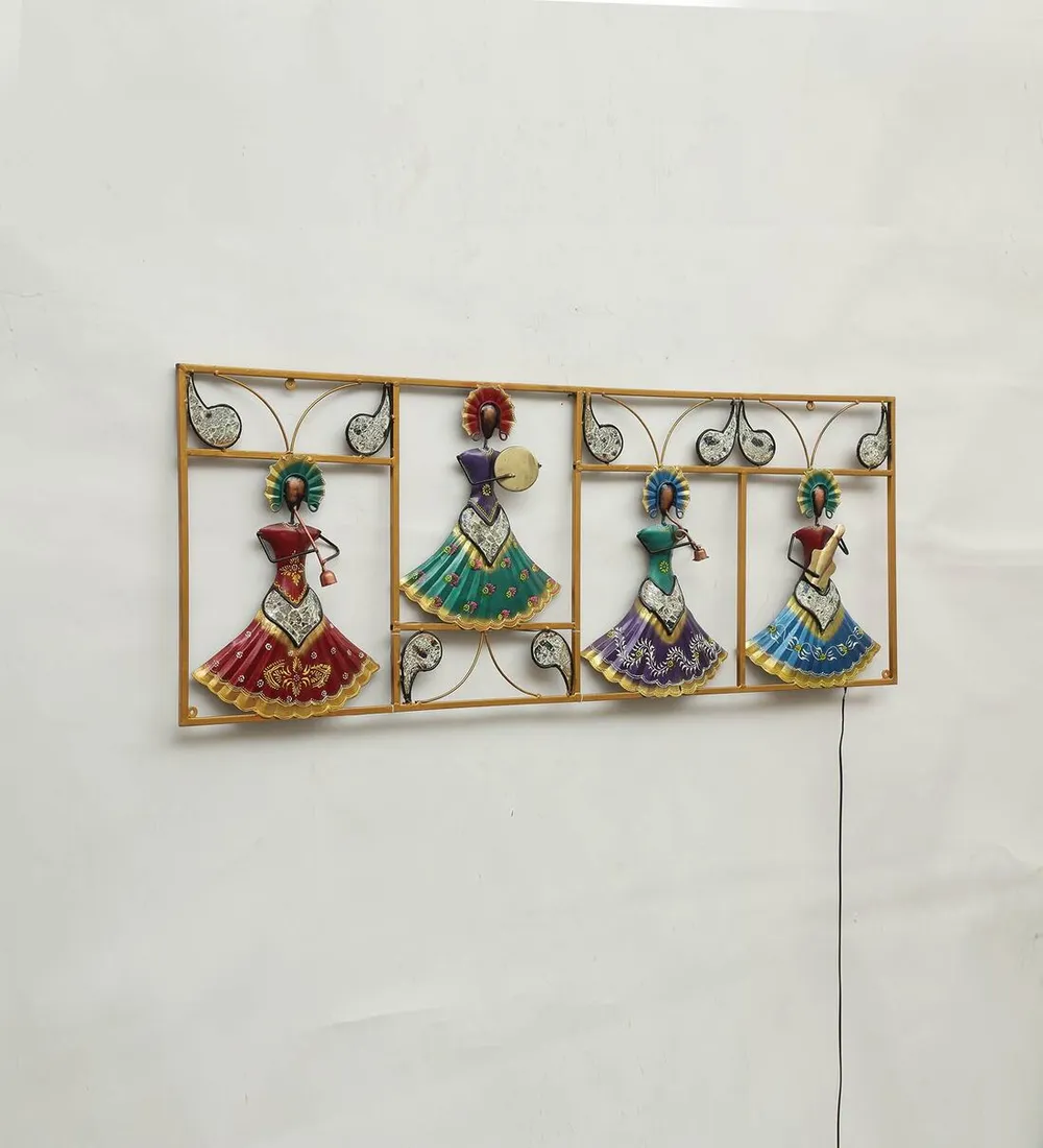 Square Traditional Dolls Framed LED Metal Wall Art