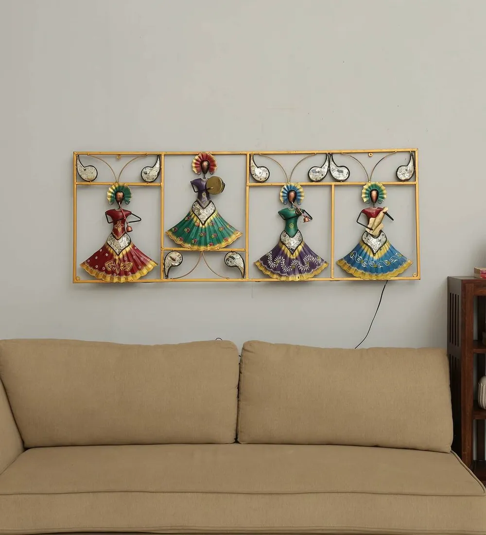 Square Traditional Dolls Framed LED Metal Wall Art