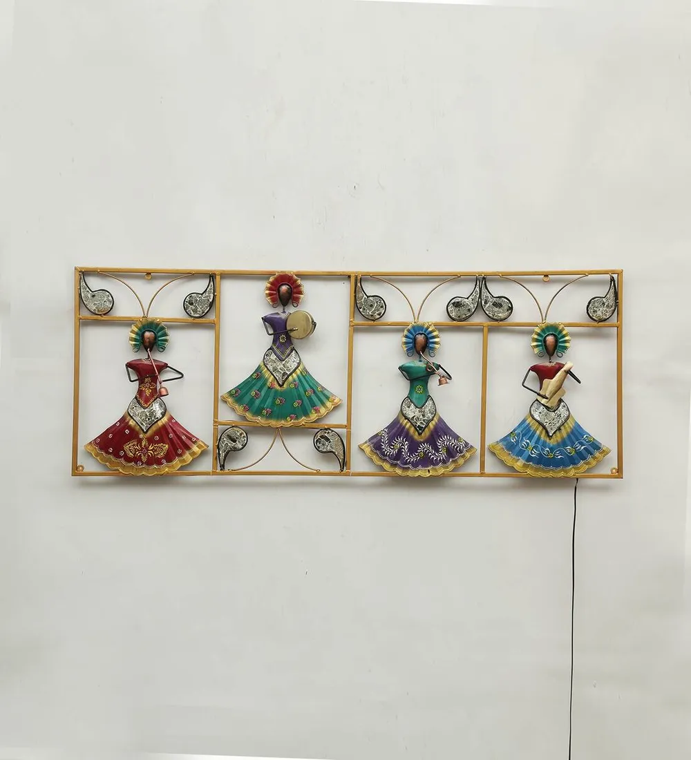 Square Traditional Dolls Framed LED Metal Wall Art