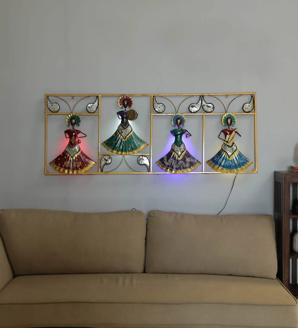 Square Traditional Dolls Framed LED Metal Wall Art