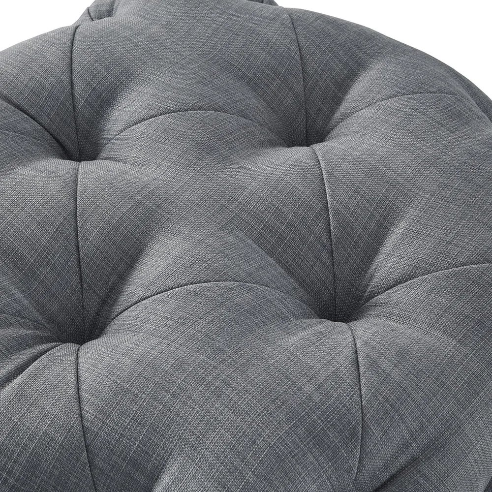 Square Velvet Tufted Solid Puffy Stool In Light Grey