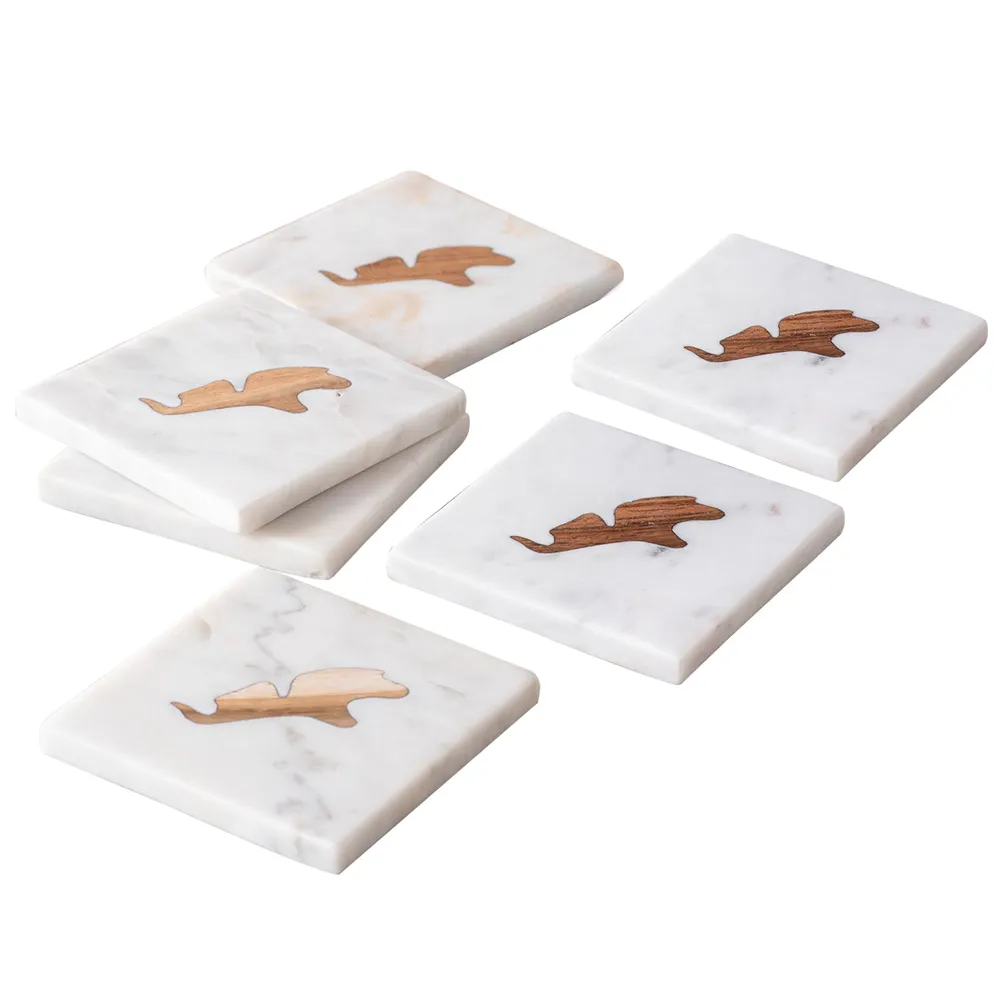 Square White Marble Coasters Set Of 6