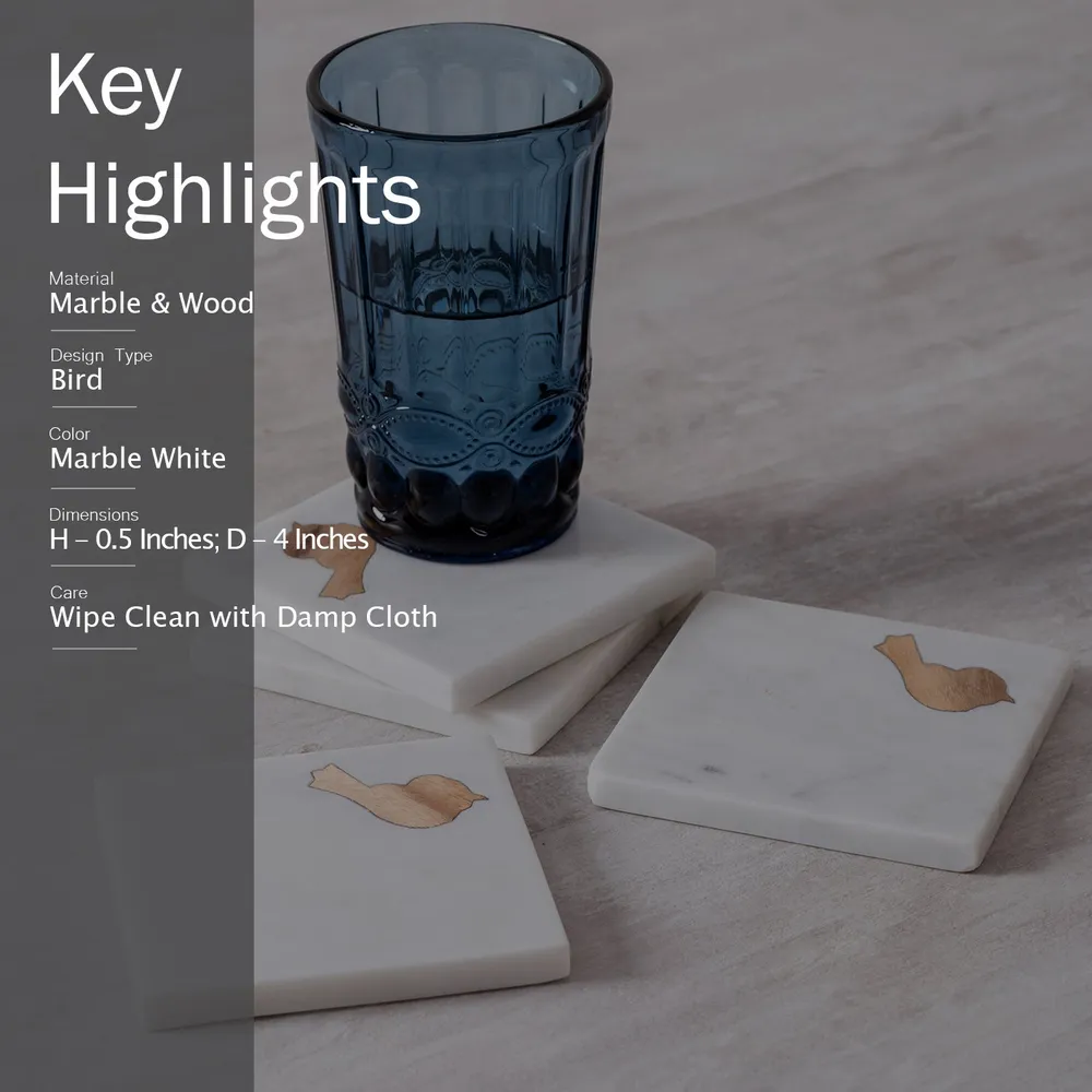 Square White Marble Coasters Set Of 6