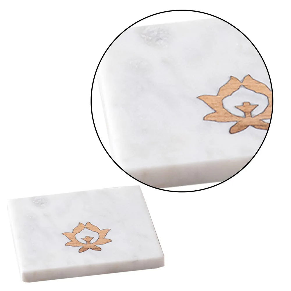 Square White Marble Coasters Set Of 6