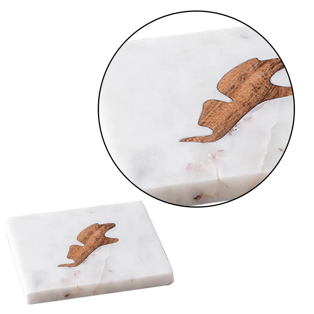 Square White Marble Coasters Set Of 6