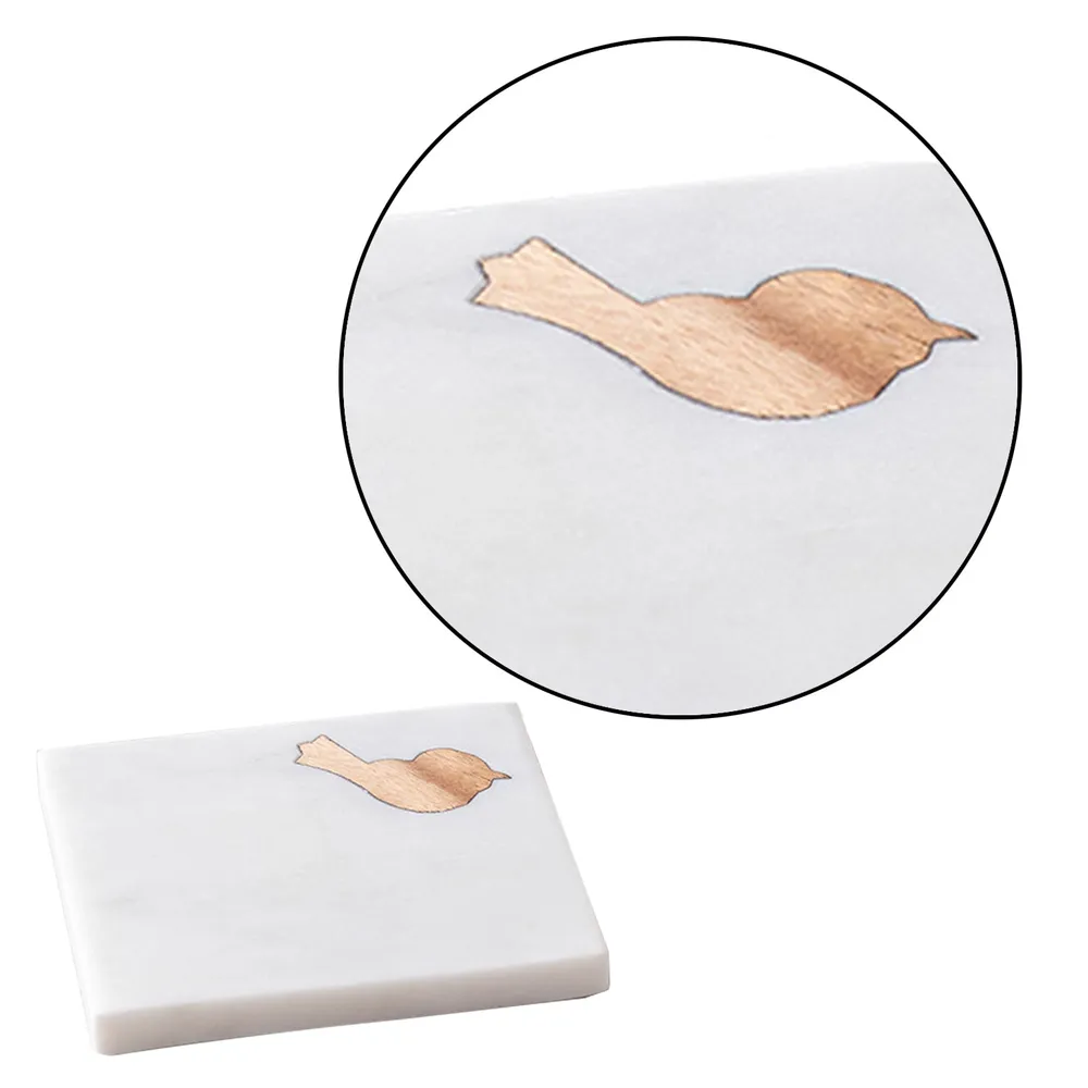 Square White Marble Coasters Set Of 6