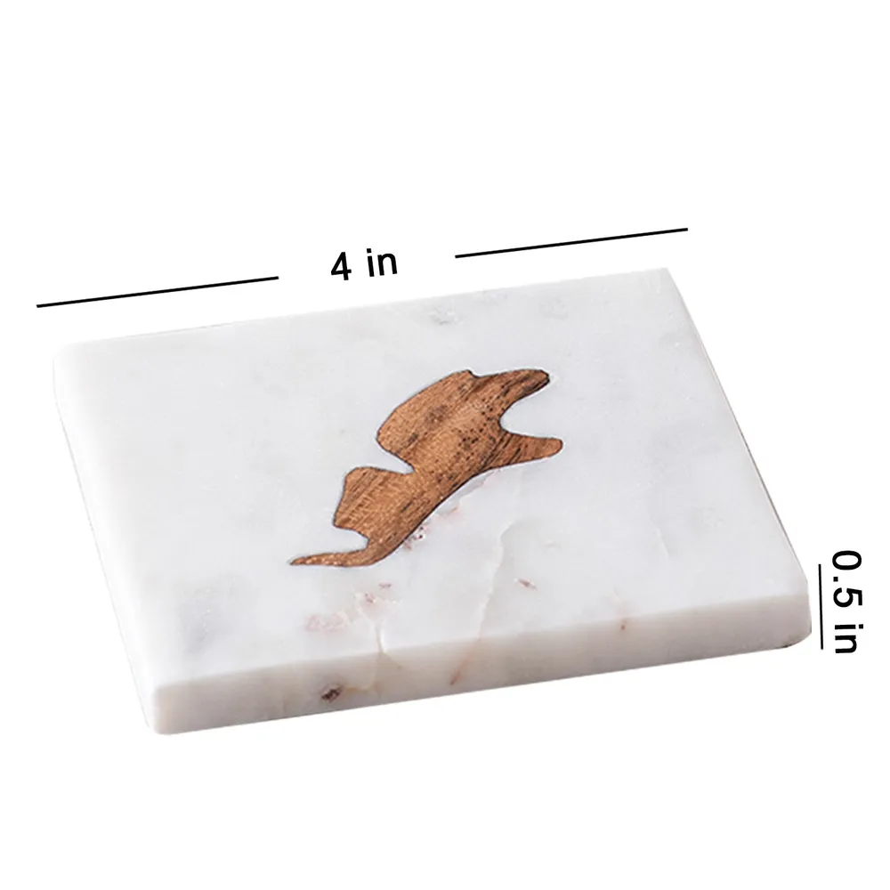 Square White Marble Coasters Set Of 6
