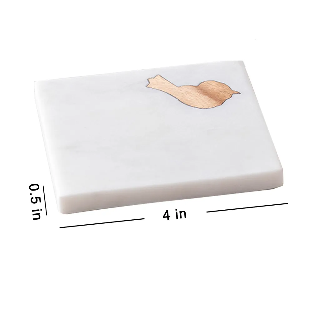 Square White Marble Coasters Set Of 6