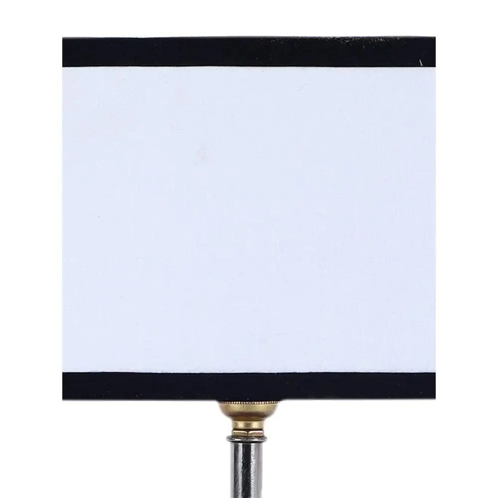 Square Wood Table Lamp with Cotton Shade Single Piece