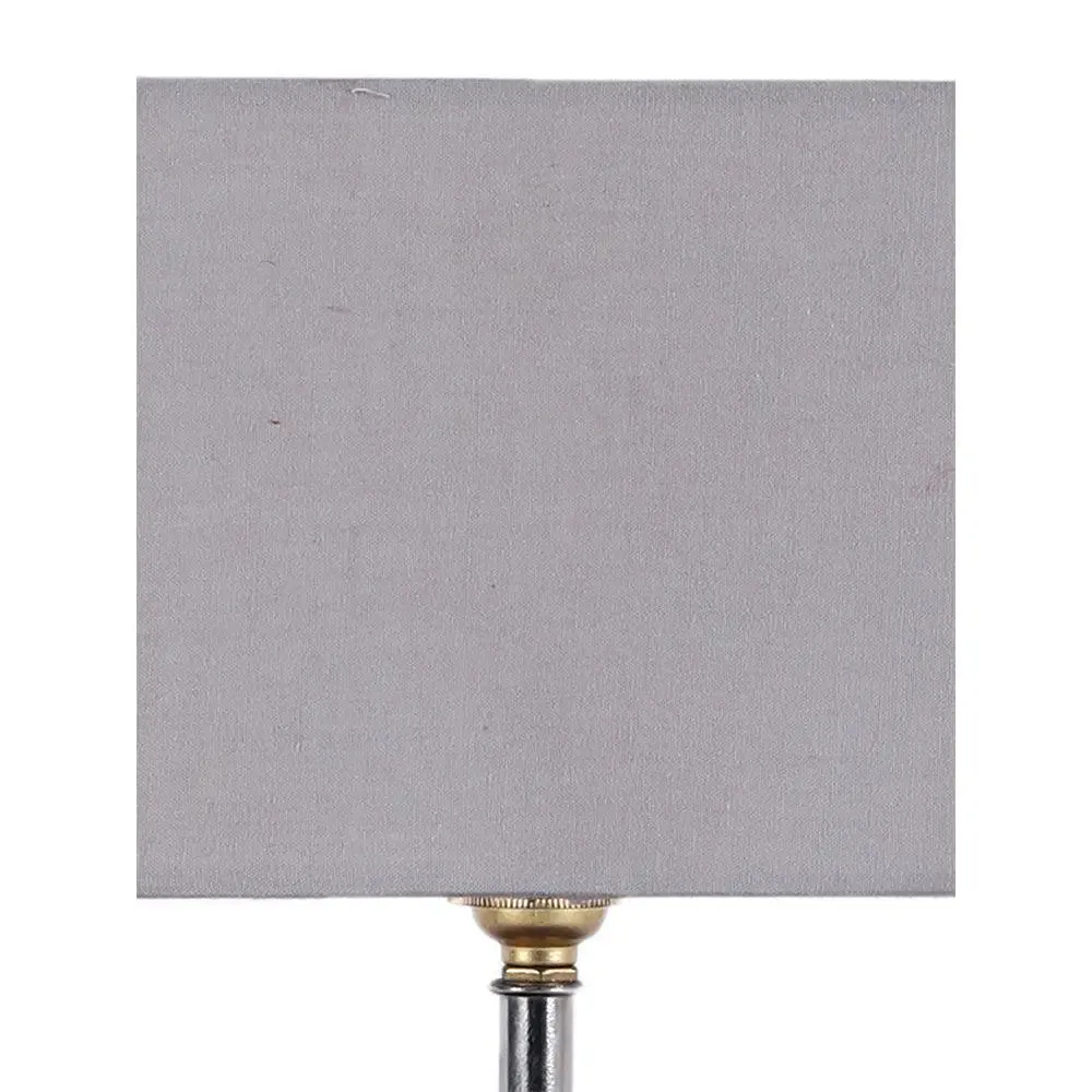 Square Wood Table Lamp with Grey Cotton Shade Single Piece