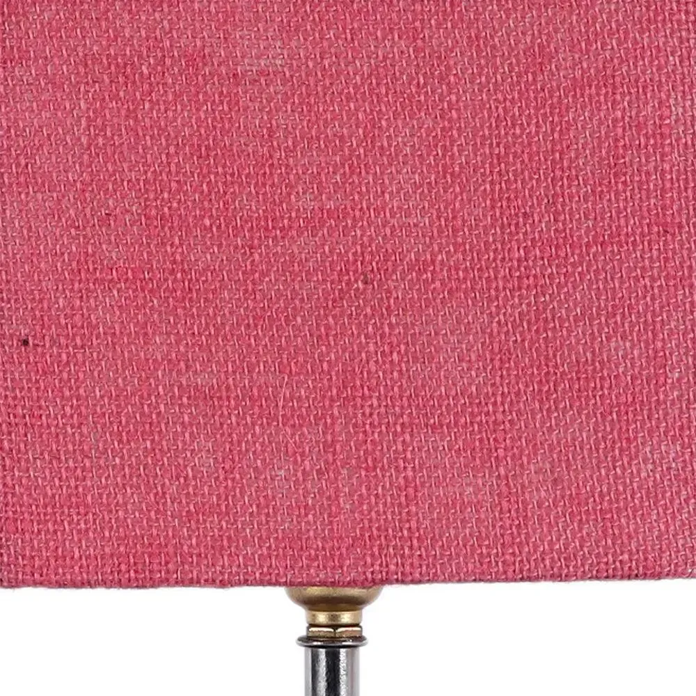 Square Wood Table Lamp with Pink Jute Shade Single Piece