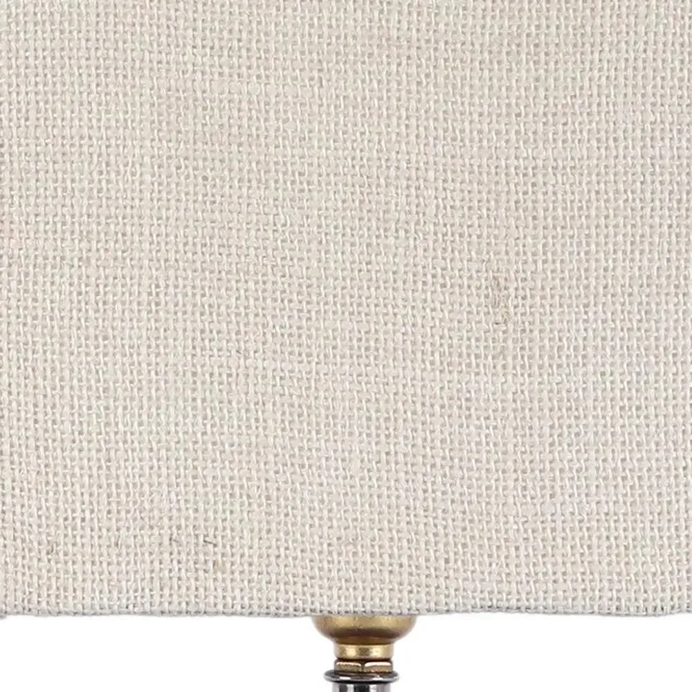 Square Wood Table Lamp with White Jute Shade Single Piece