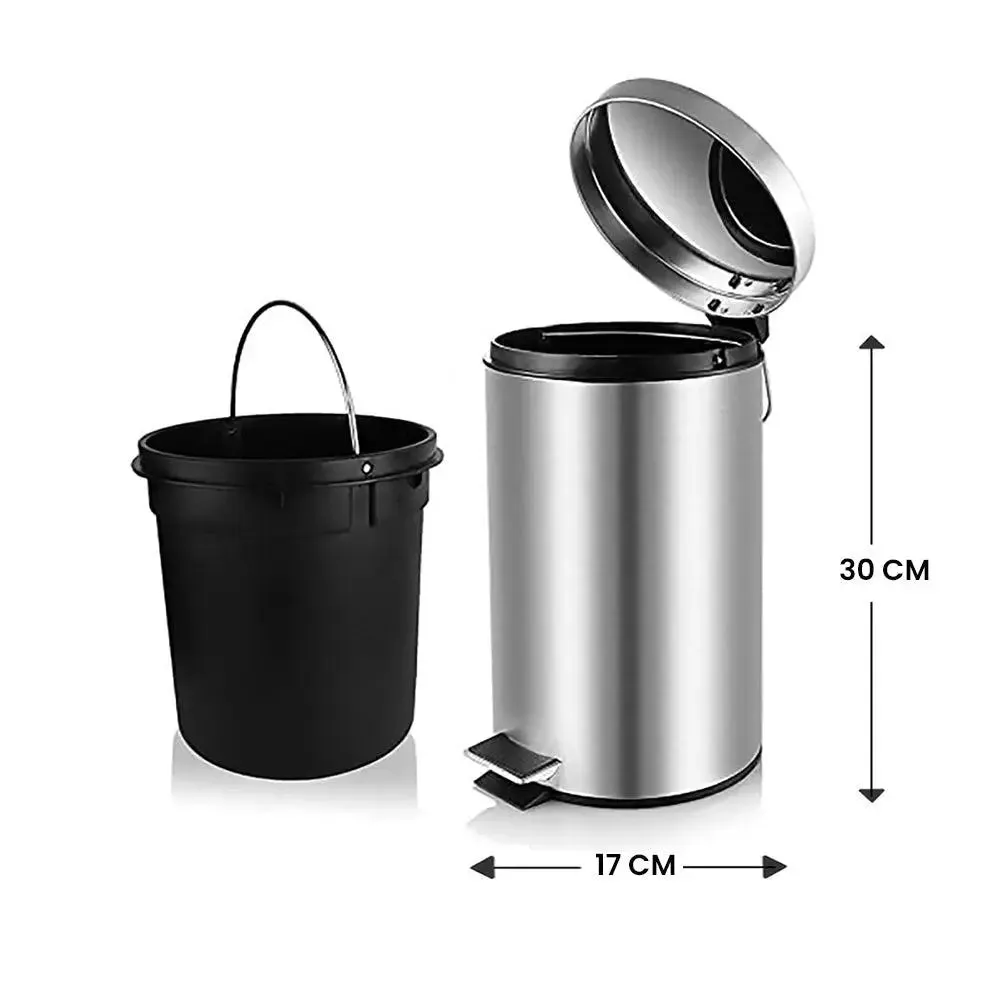 Stainless Steel Step-on Pedal Trash Can With Lid 5 Ltr