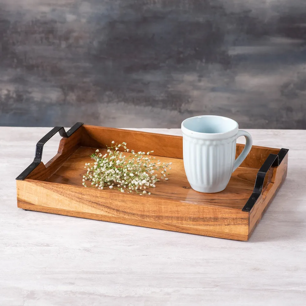 Standard Brown Acacia Wood Serving Tray
