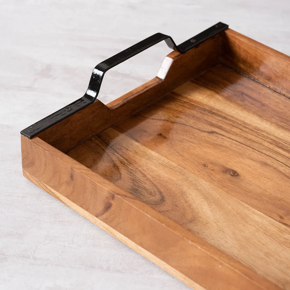 Standard Brown Acacia Wood Serving Tray