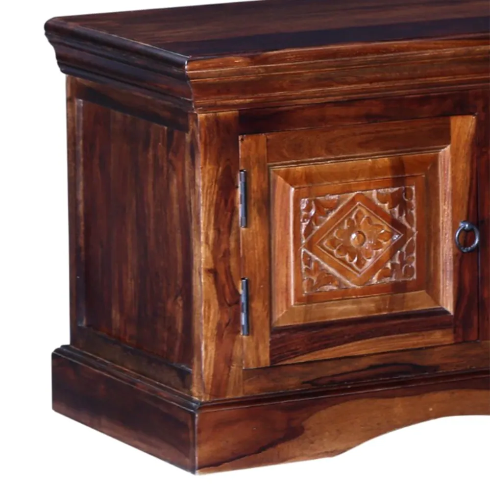 Standard Designer Chocolate Brown Sheesham Wood T.V Cabinet