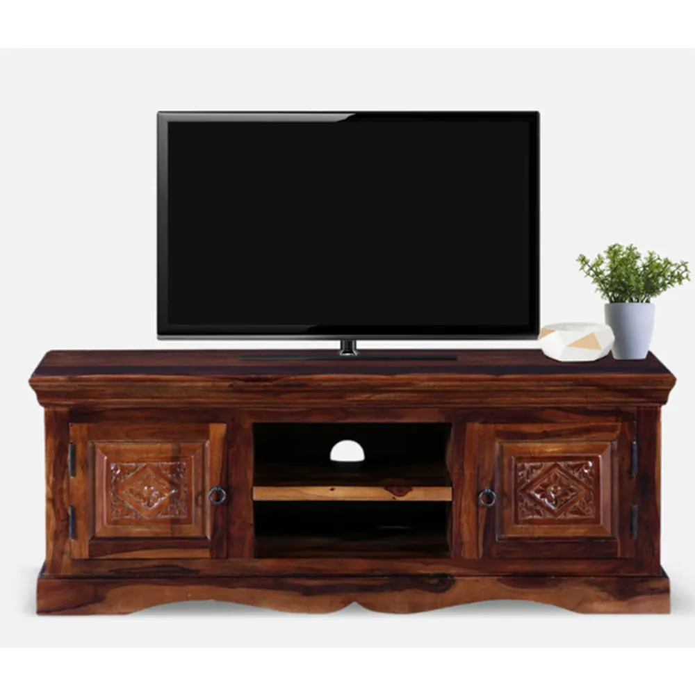 Standard Designer Chocolate Brown Sheesham Wood T.V Cabinet